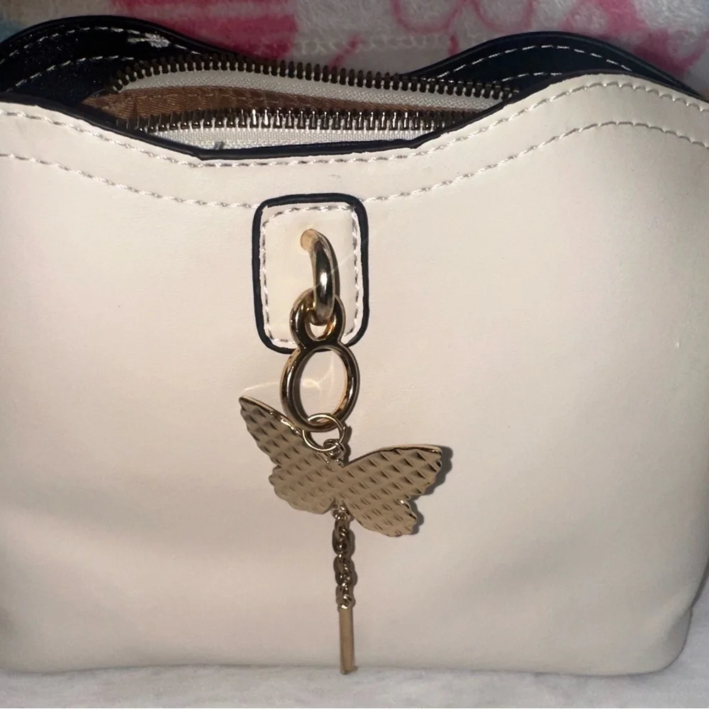 Chic Cream Butterfly Crossbody Bag